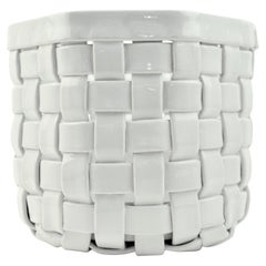 Large Vintage Italian Lattice Ceramic Planter