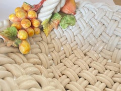 Large Vintage Italian Majolica Pottery Fruit Bowl Table Centerpiece