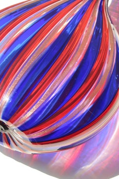 Große italienische Murano-Flaschenvase/Vase aus blauem und rotem Glas venini ponti fratelli