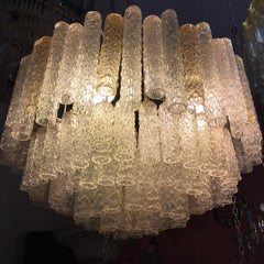 Large Vintage Italian Murano Glass Chandelier by Toni Zuccheri for Venini, 1960s