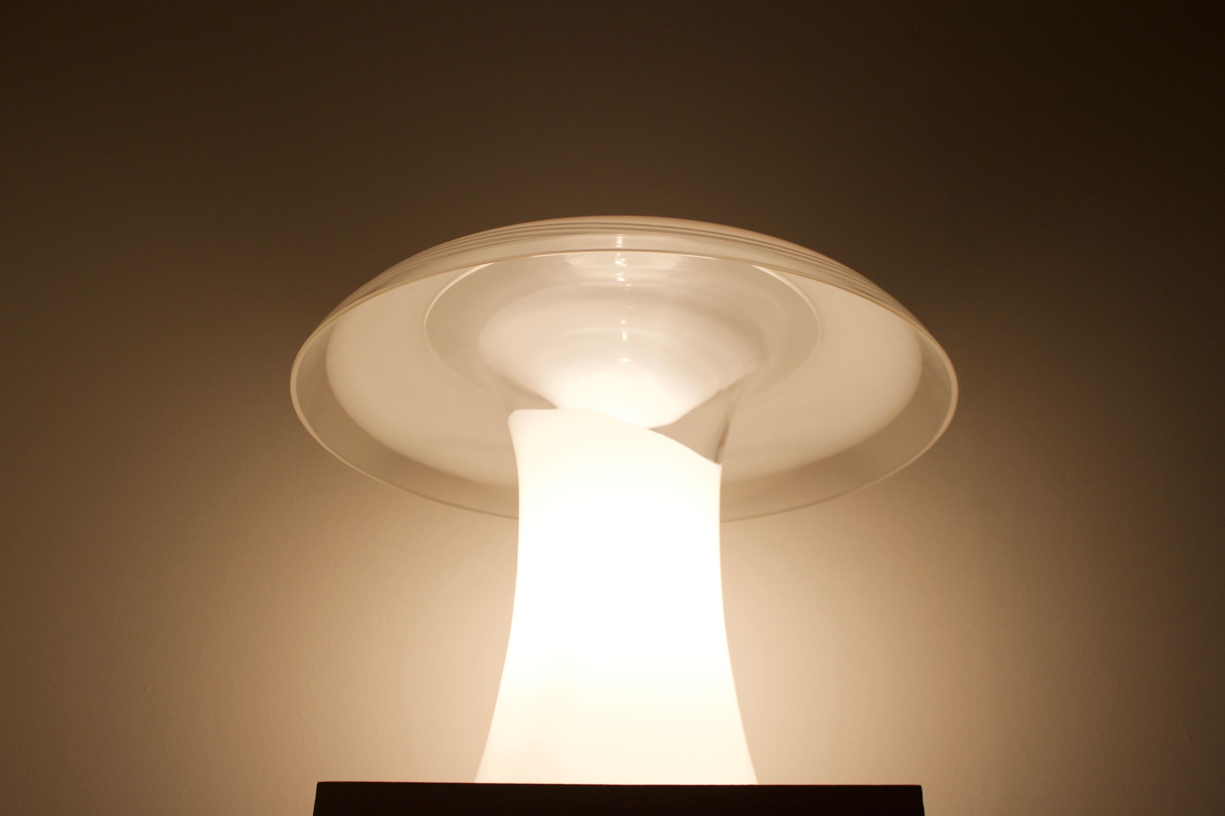 Blown Glass Large Vintage Italian Murano Glass Mushroom Table Lamp, 1970s