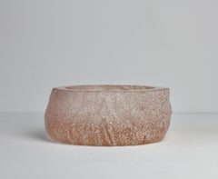 Large Vintage Italian Murano Pink Scavo Glass Bowl Maurizio Albarelli Attributed