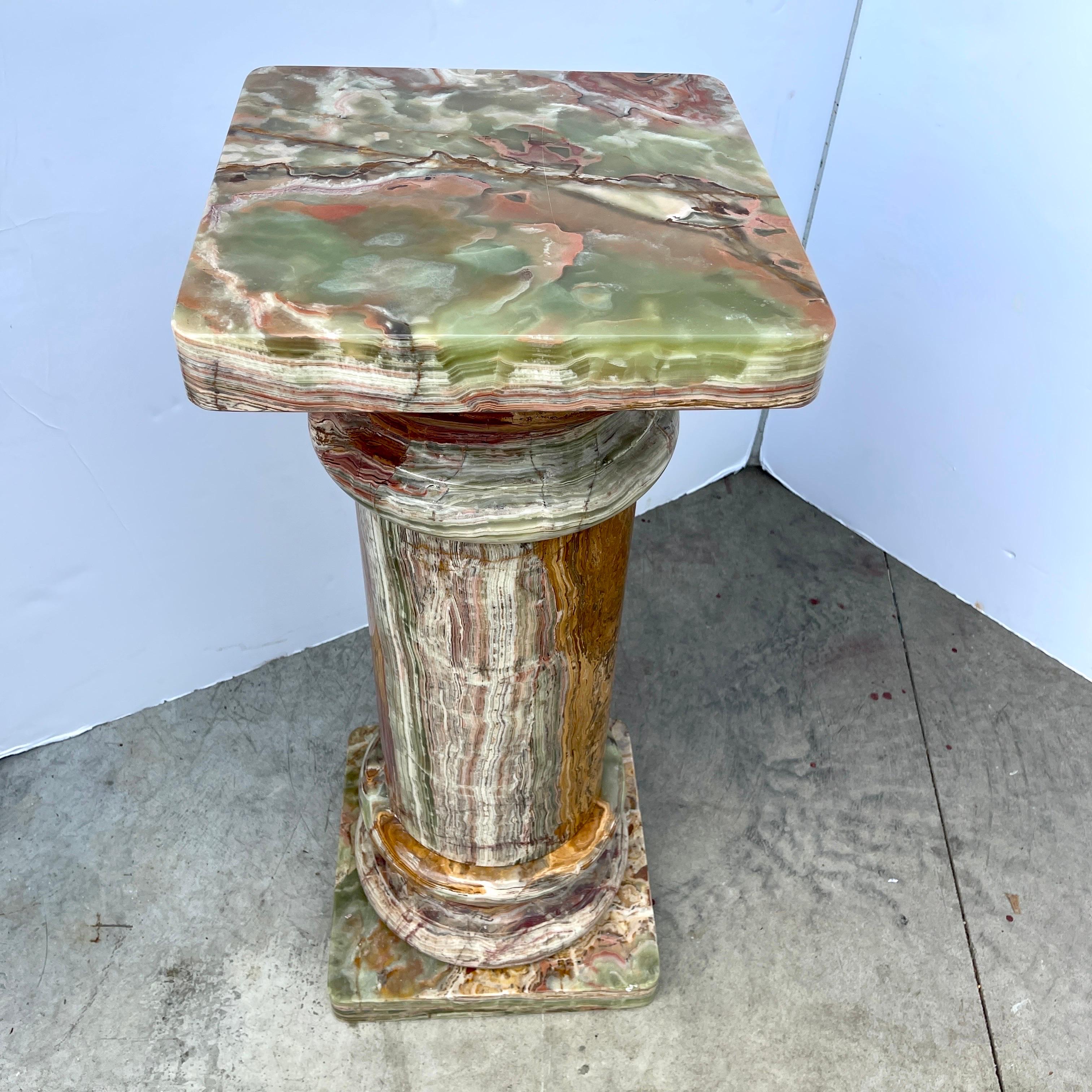 Large Vintage Italian Onyx Marble Pedestal Column 7