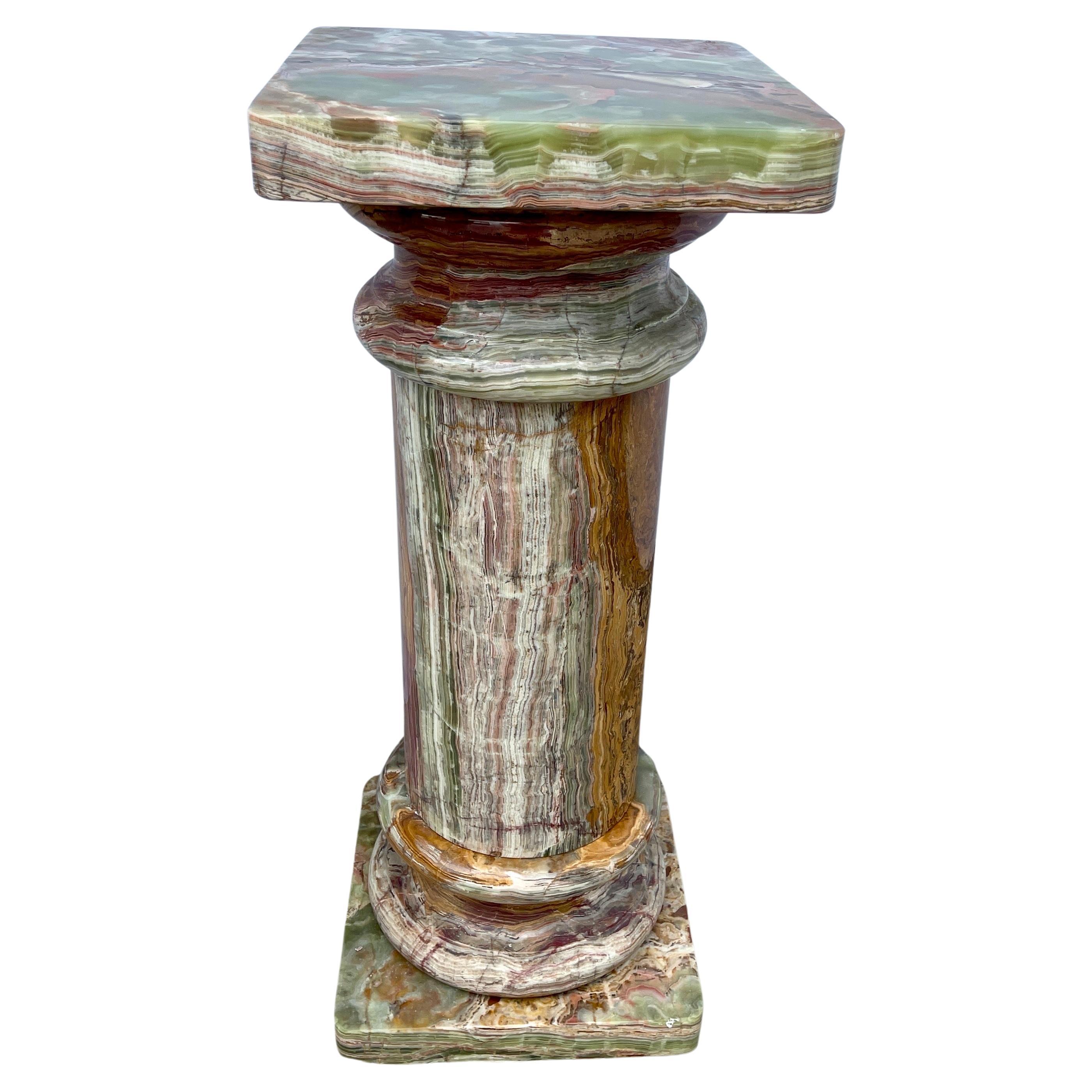 Late 20th Century Large Vintage Italian Onyx Marble Pedestal Column