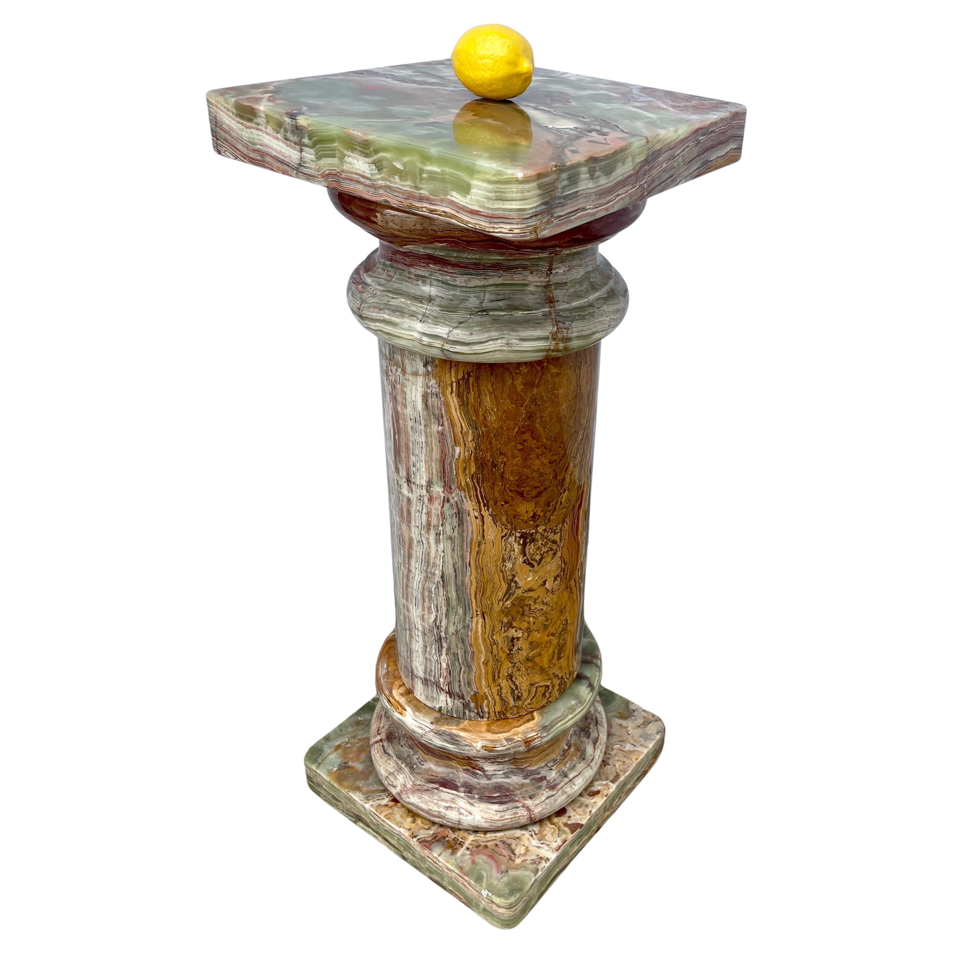Large Vintage Italian Onyx Marble Pedestal Column 1