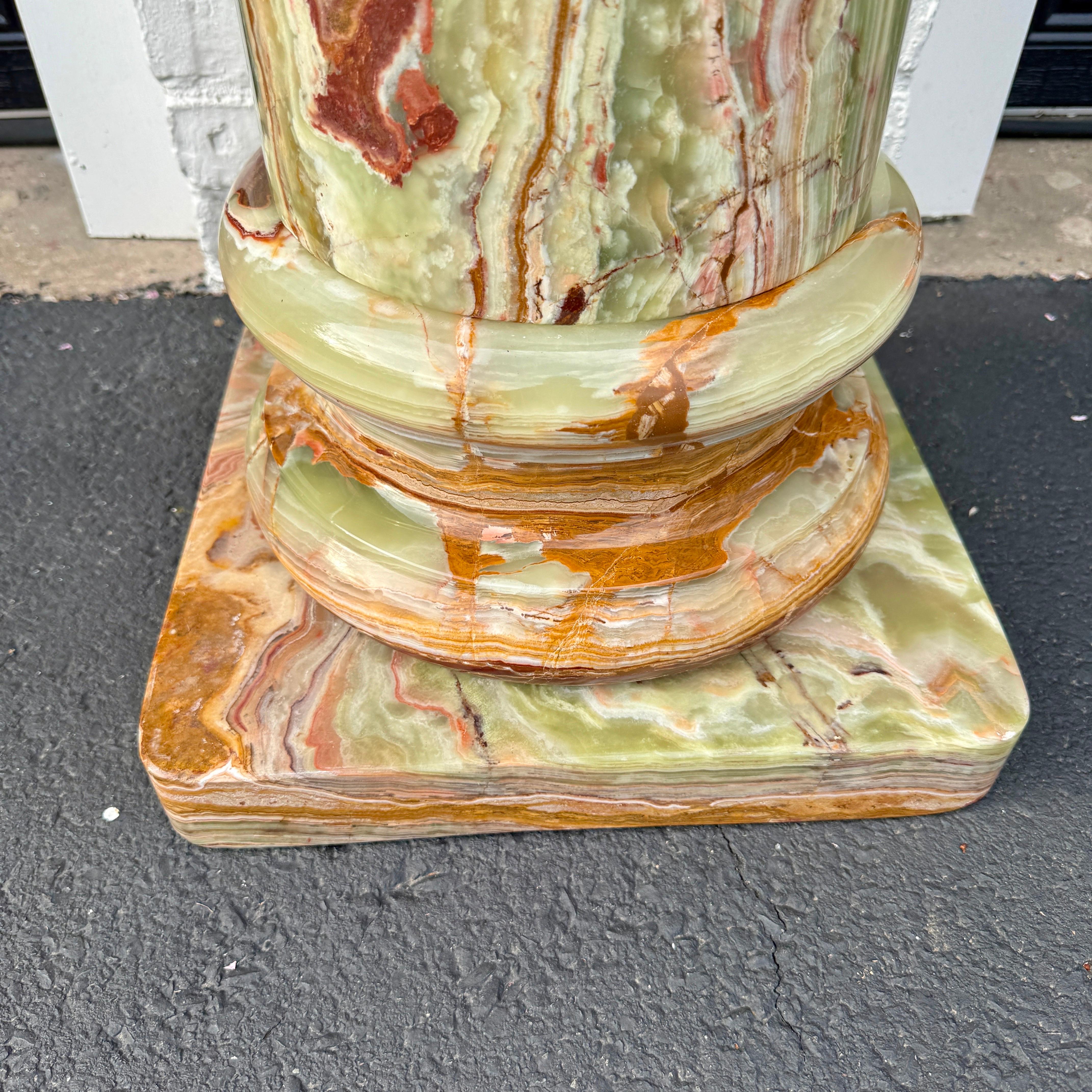 Large Vintage Italian Onyx Marble Pedestal Column For Sale 2