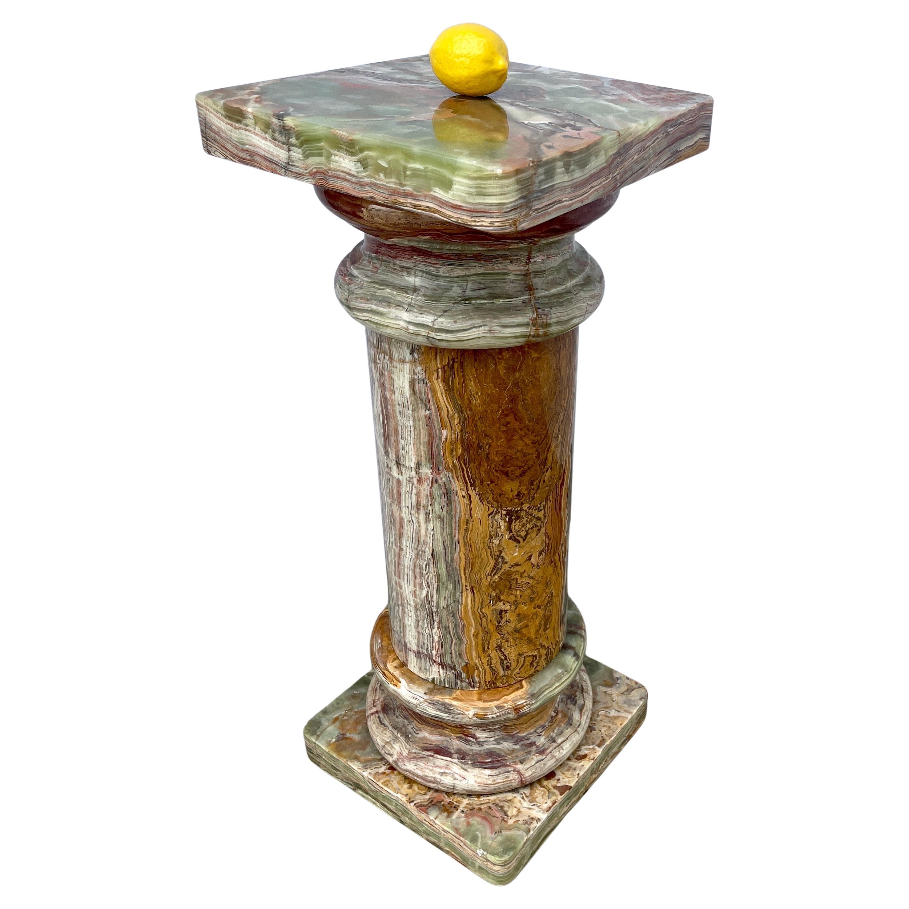 Large Vintage Italian Onyx Marble Pedestal Column 2