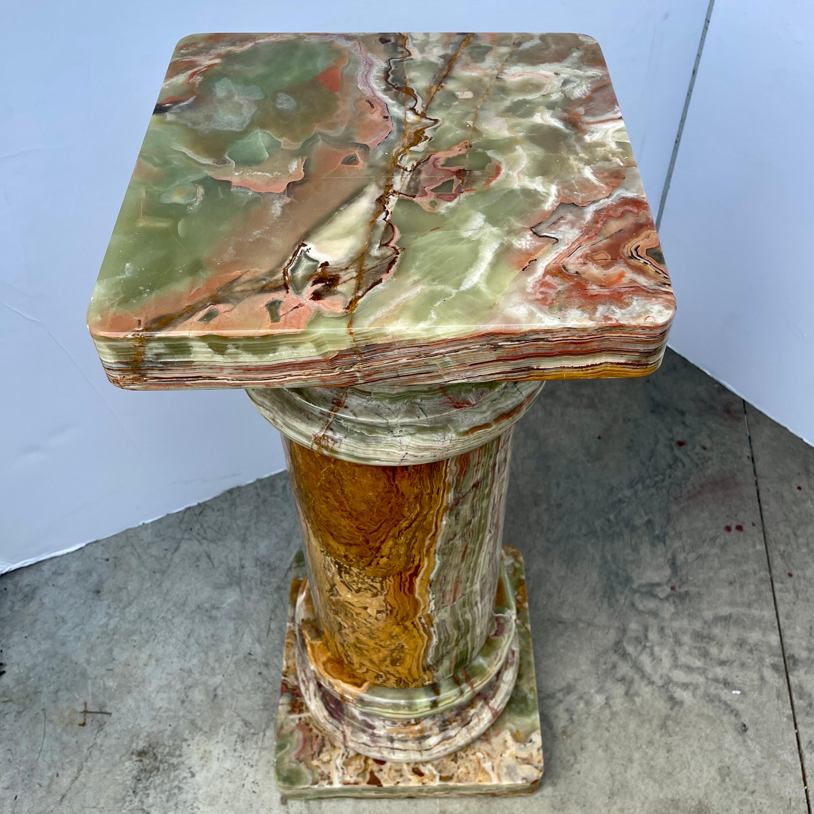 Large Vintage Italian Onyx Marble Pedestal Column 3