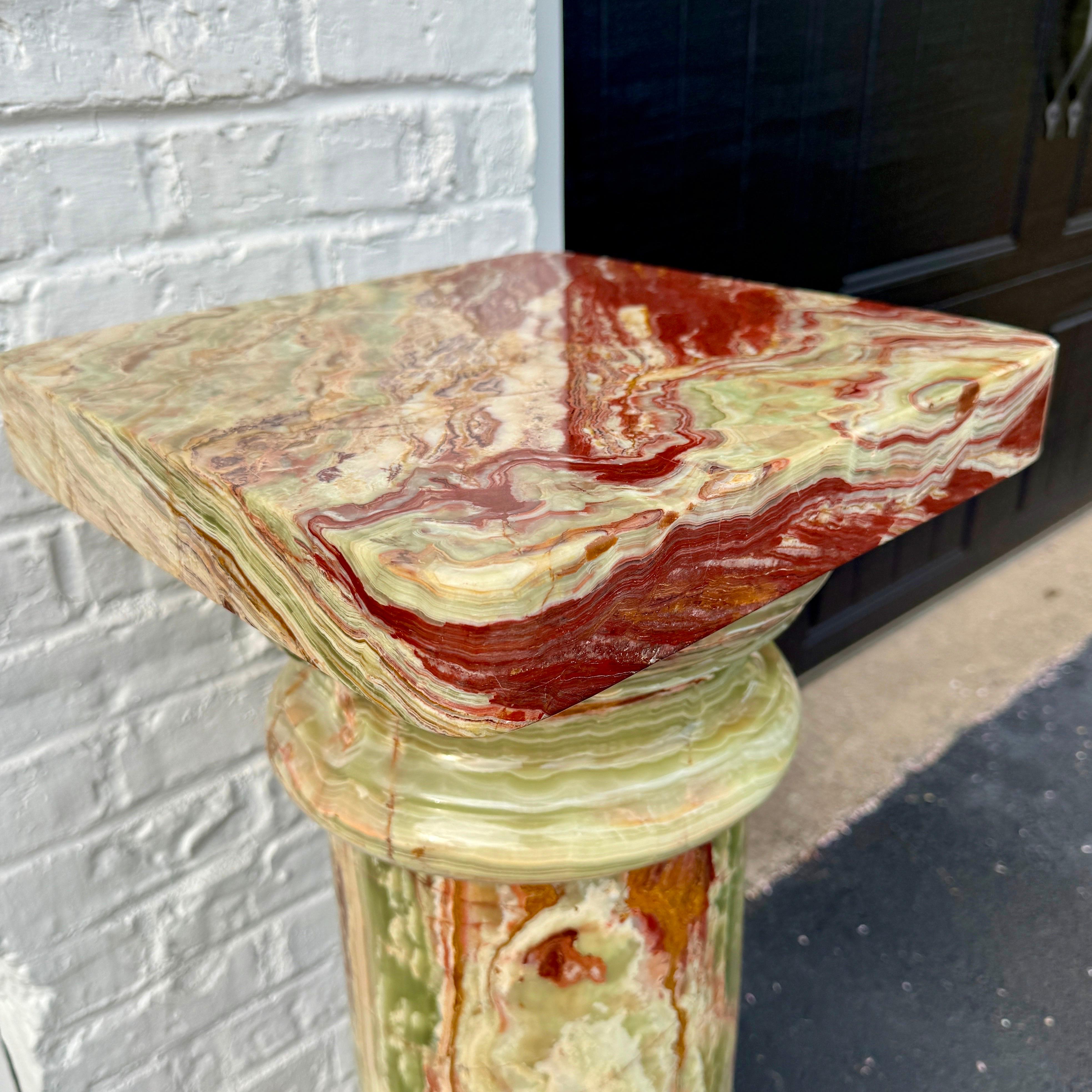 Large Vintage Italian Onyx Marble Pedestal Column For Sale 3