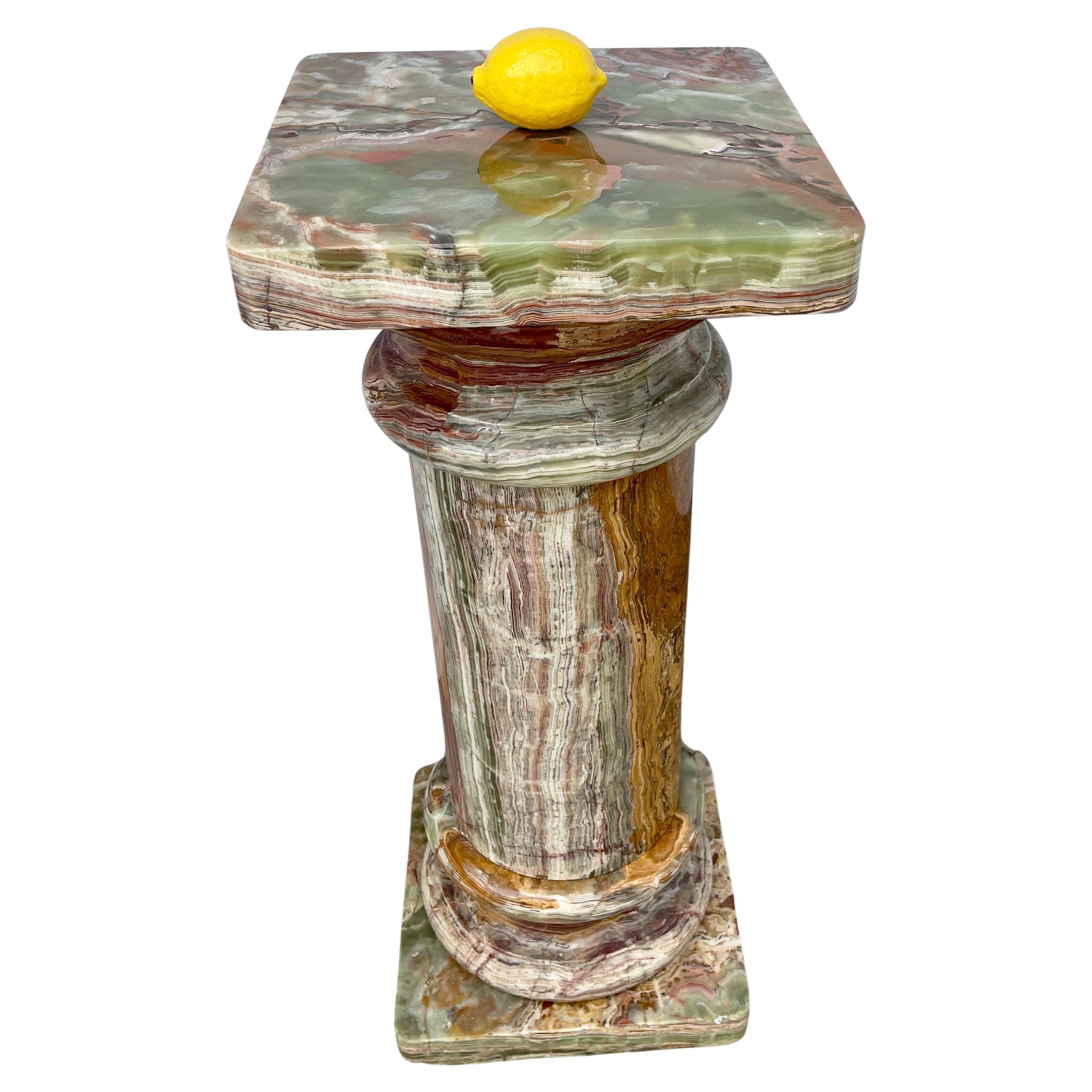 Large Vintage Italian Onyx Marble Pedestal Column