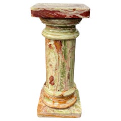 Grande colonne vintage italienne à piédestal en marbre et onyx