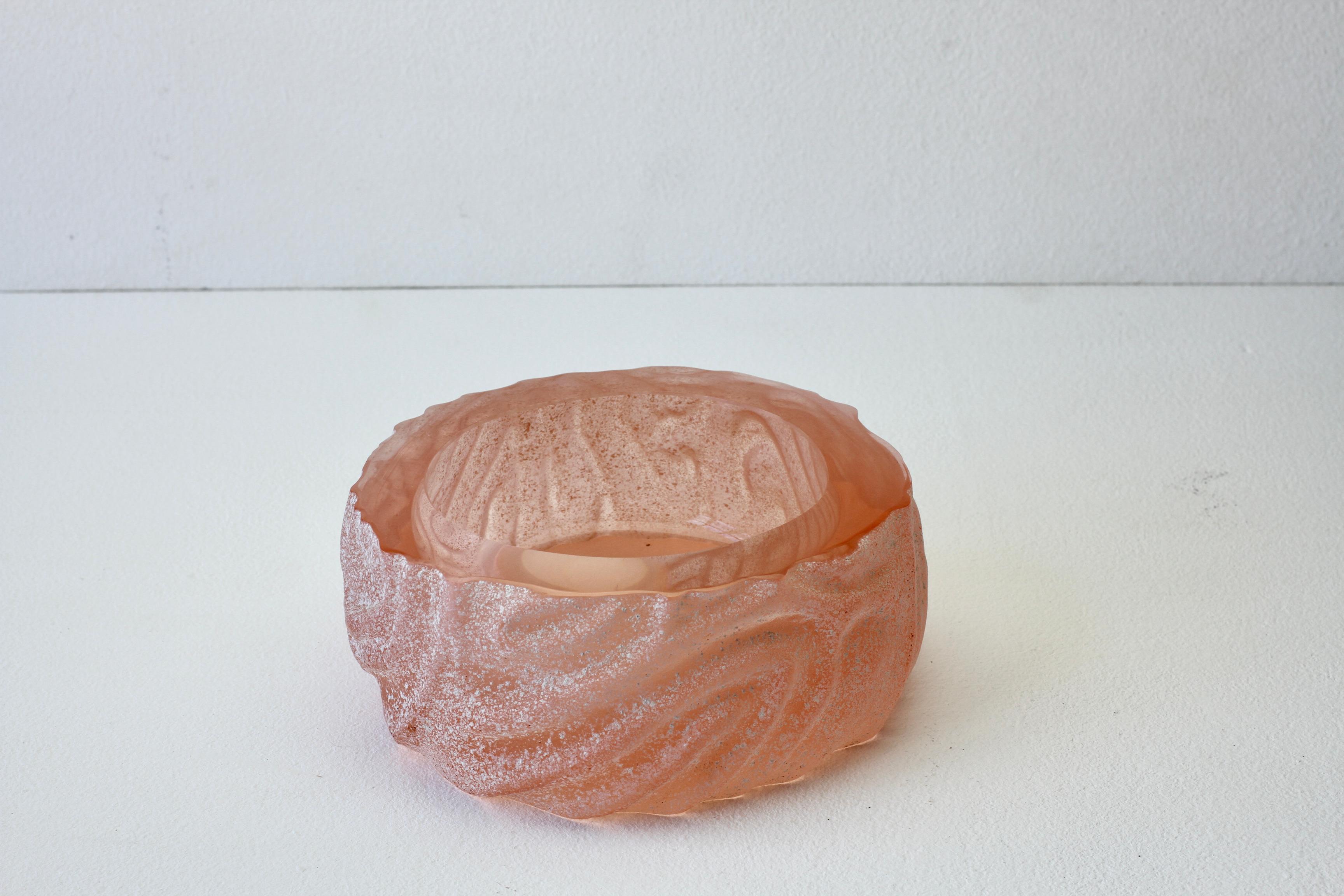 Grand bol en verre Scavo de Murano rose italien Maurizio Albarelli Attr. en vente 5