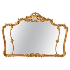 Grande specchio vintage in legno dorato in stile rococò italiano