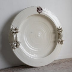 Large Vintage Italian White Glazed Majolica Pottery Charger/Platter, Mid 20th C.