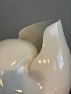 Large Vintage Italian White Glazed Porcelain Nautilus Shell