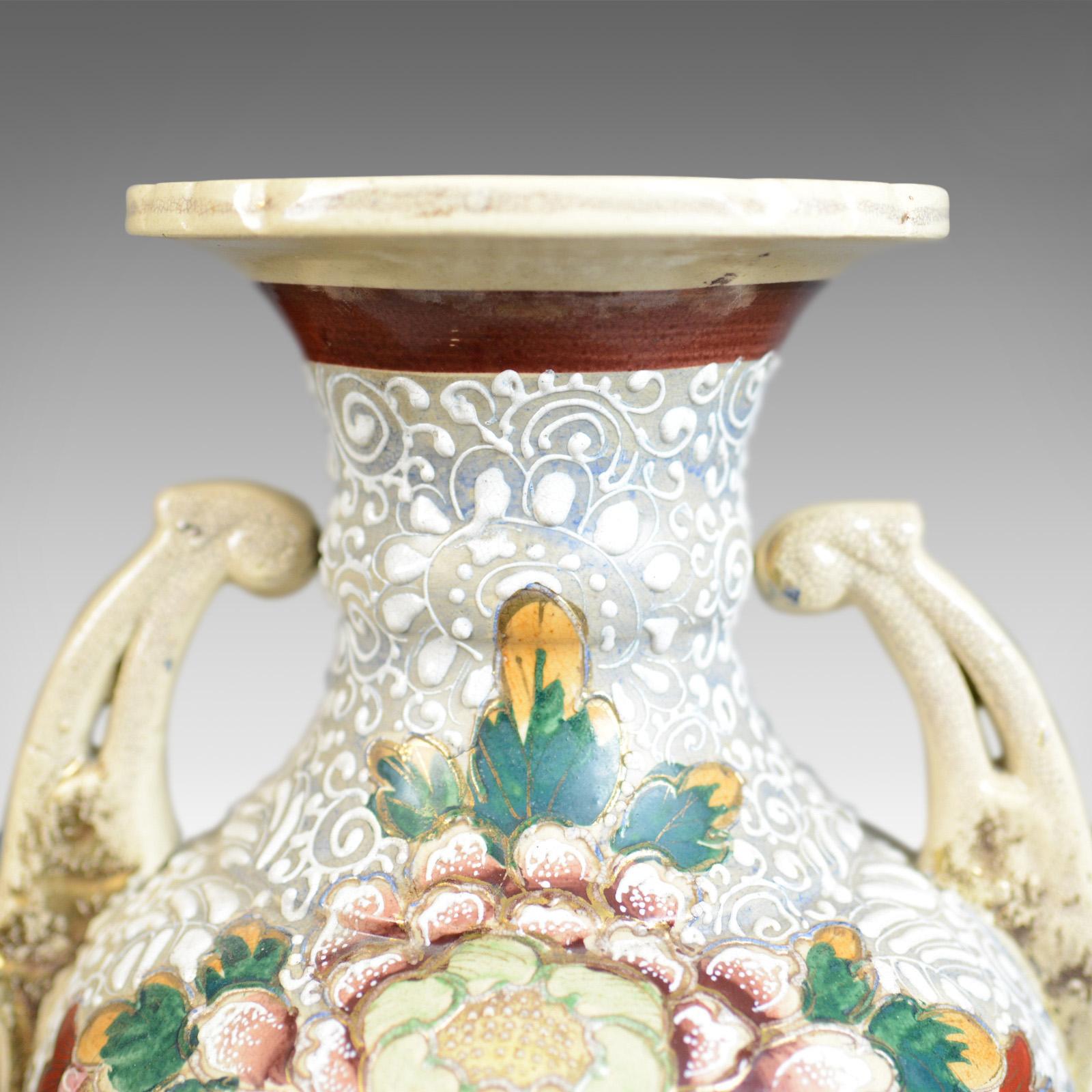 Anglo-Japanese Large, Vintage Japanese Baluster Vase, Ceramic, Urn, Mid-Late 20th Century For Sale