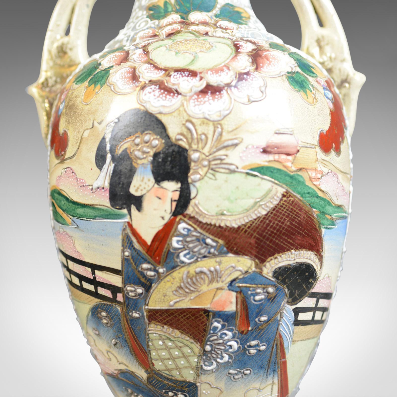 Large, Vintage Japanese Baluster Vase, Ceramic, Urn, Mid-Late 20th Century For Sale 1