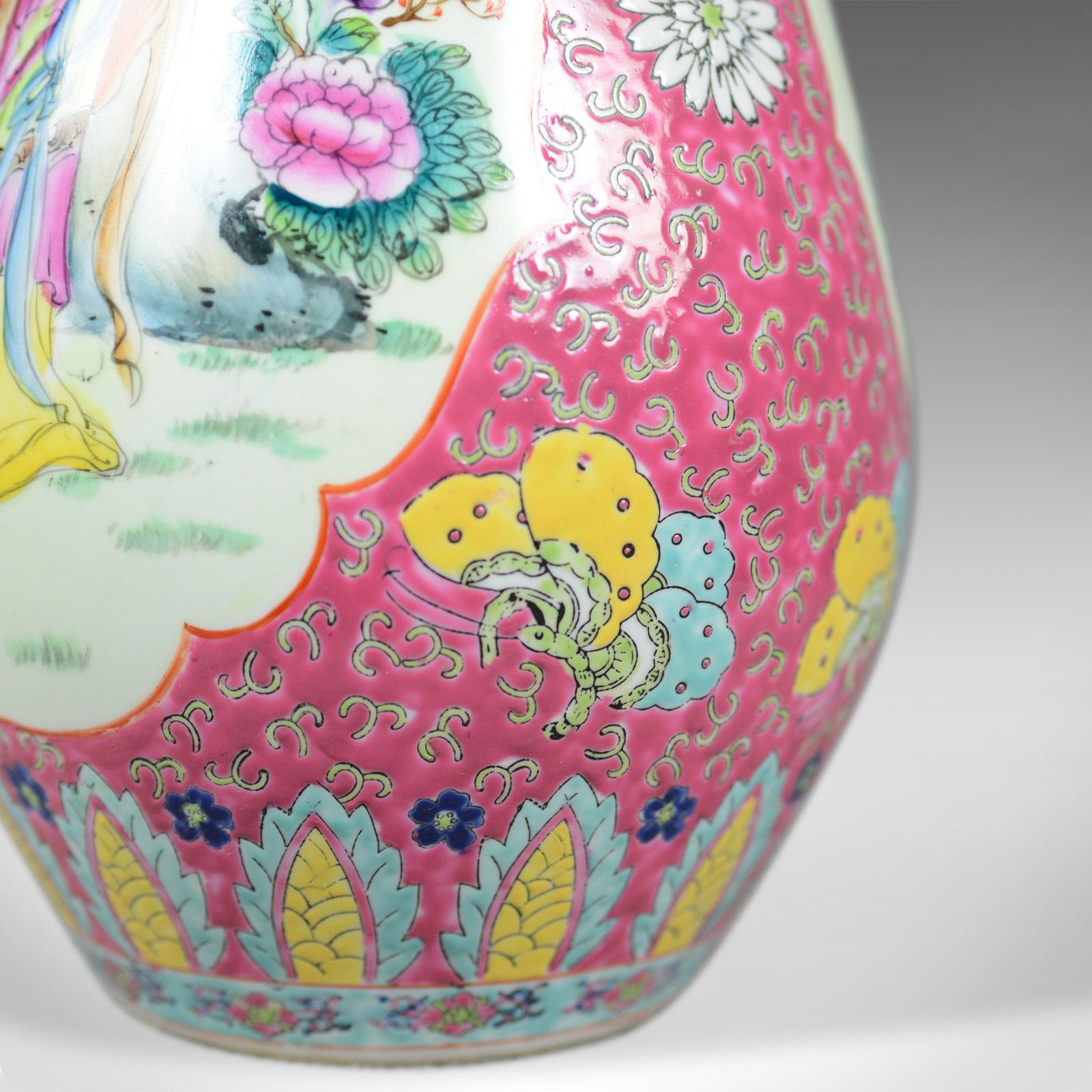 20th Century Large, Vintage, Japanese Baluster Vase, Decorative Oriental, Ceramic Urn For Sale