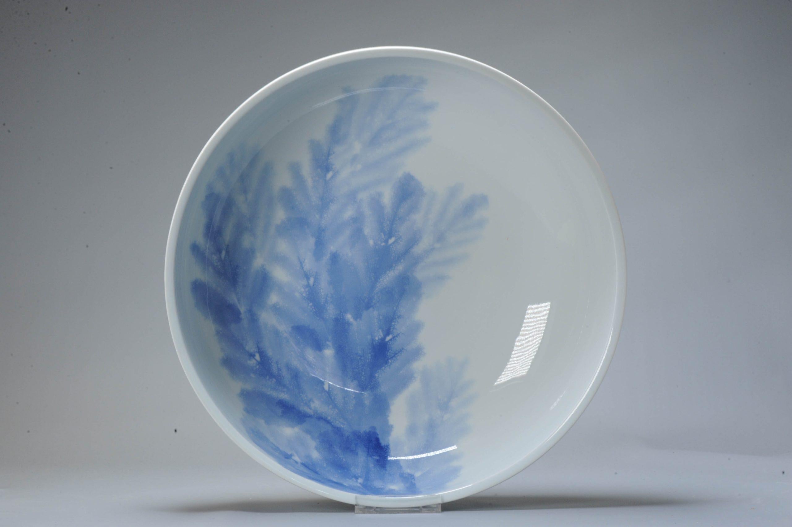 Porcelain Large Vintage Japanese Bowl Arita, Artist Fujii Shumei Leaf Landscape Born, 1936