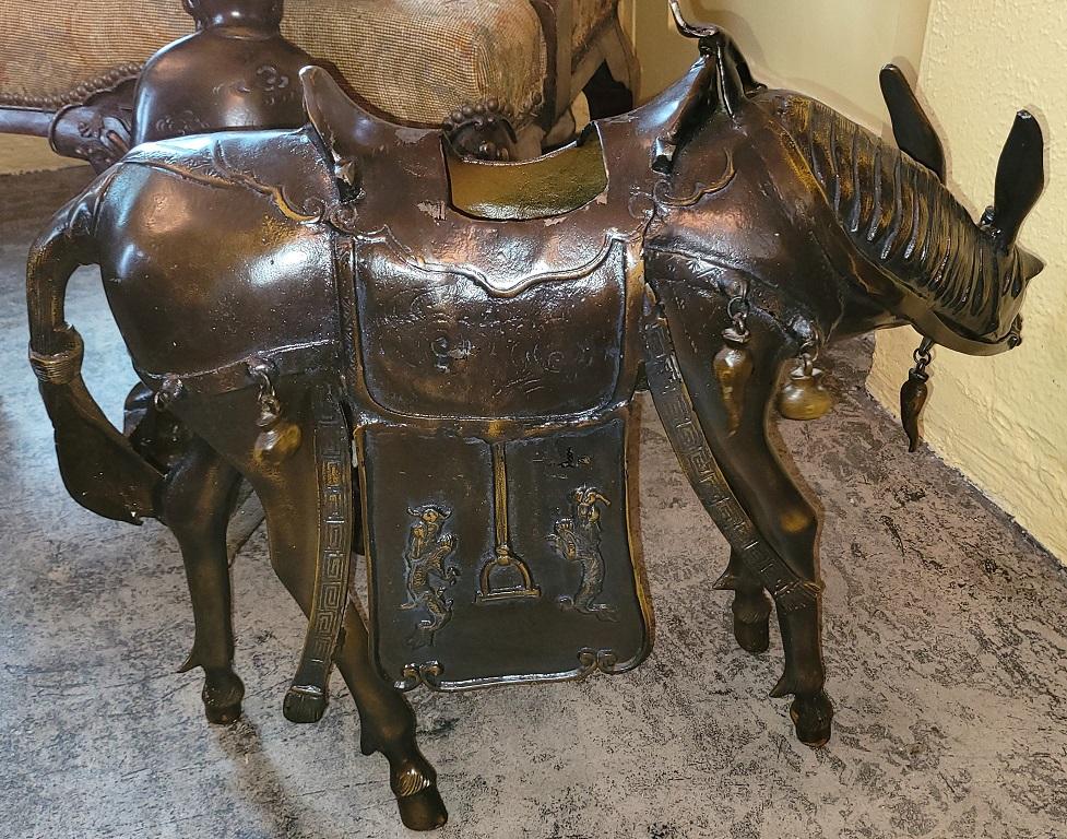 Grande scultura giapponese vintage in bronzo di Toba sul suo mulo in vendita 3