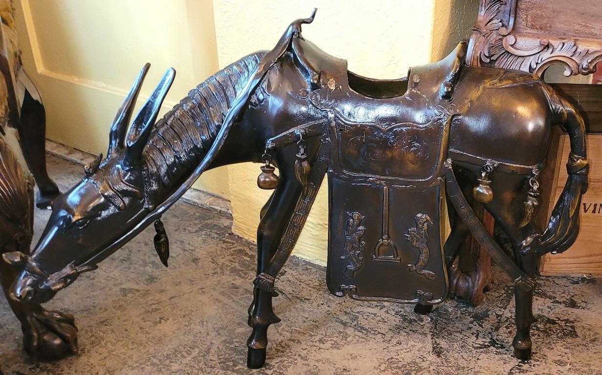 Japonisme Large Vintage Japanese Bronzed Sculpture of Toba on His Mule For Sale