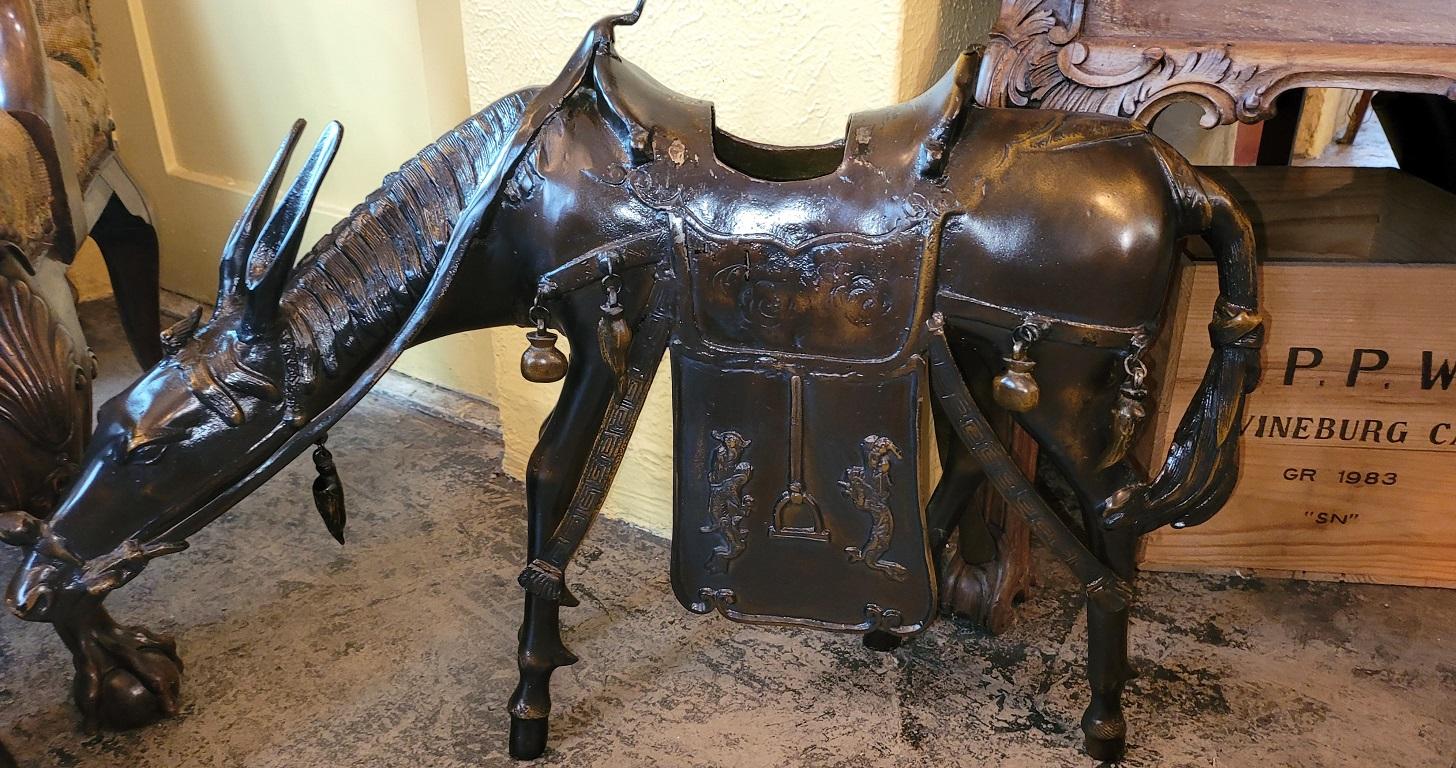 Large Vintage Japanese Bronzed Sculpture of Toba on His Mule For Sale 1