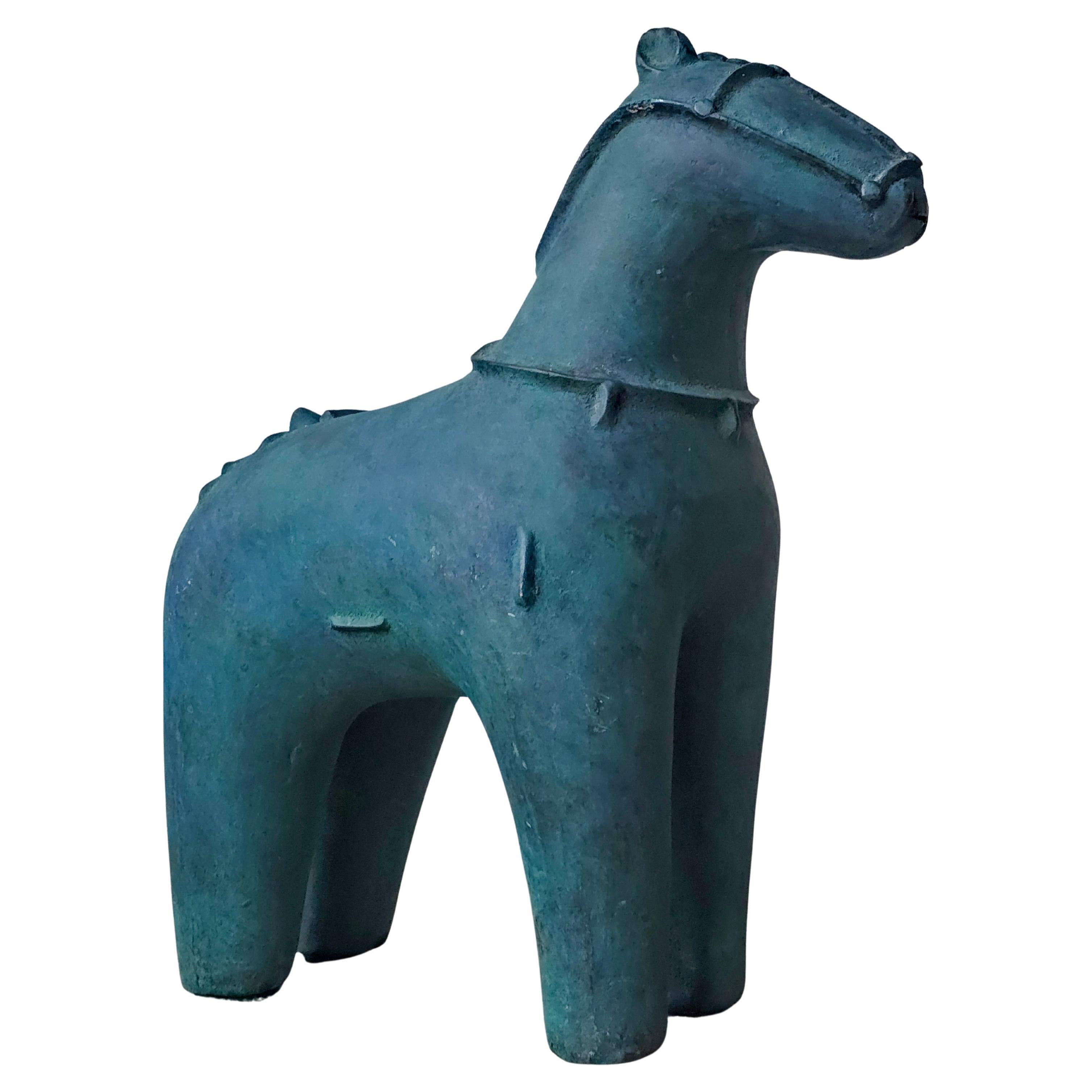 Grande scultura di cavallo in stile Haniwa giapponese d'epoca in vendita