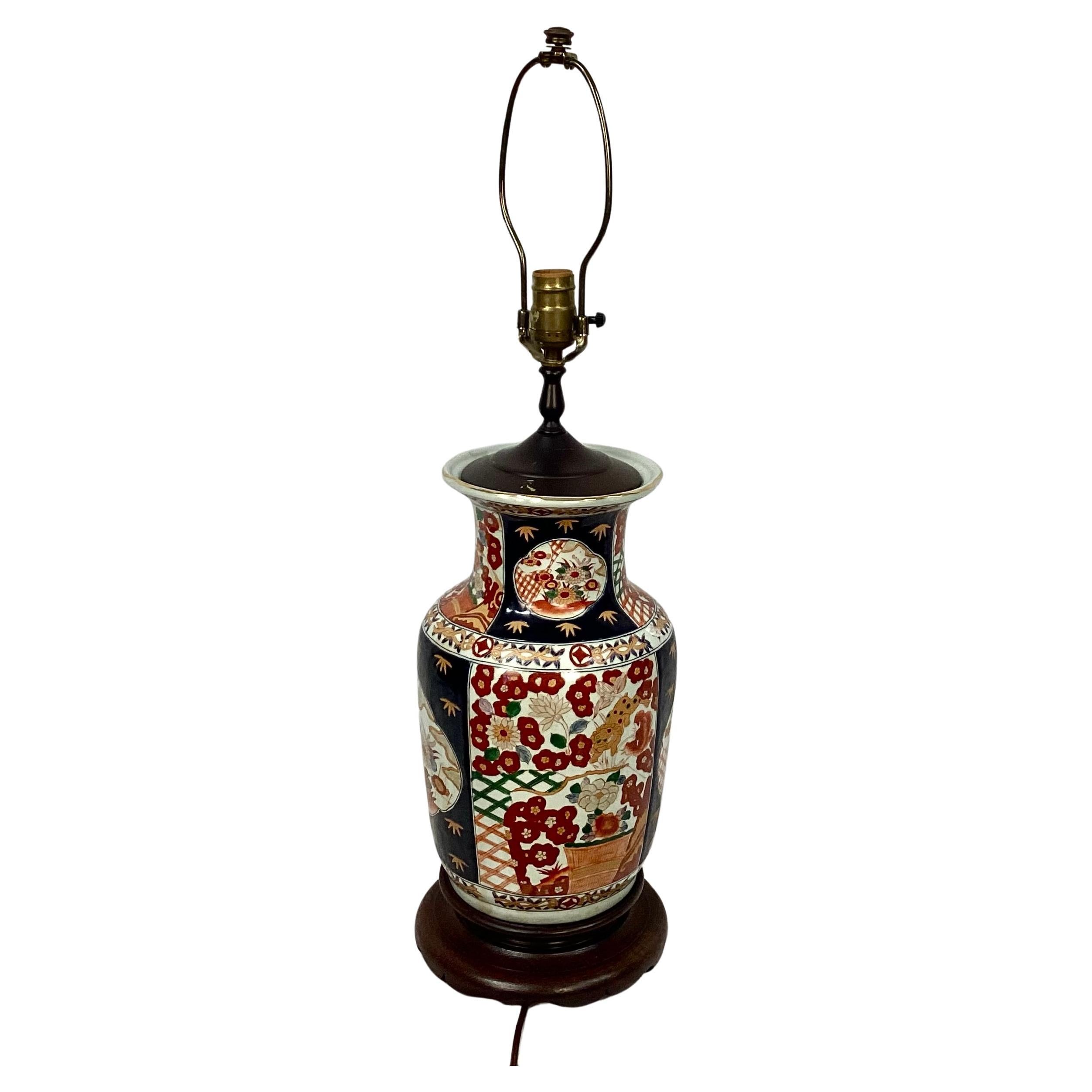 Anglo-Japanese Large Vintage Japanese Imari Lamp For Sale