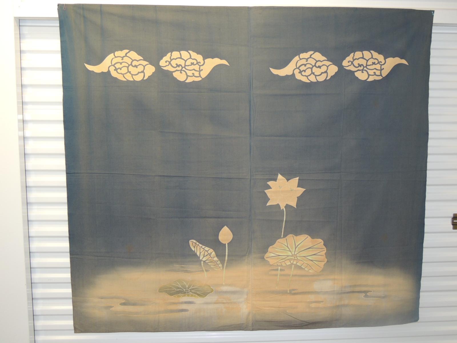 Japonisme Large Vintage Japanese Printed Cotton Banner