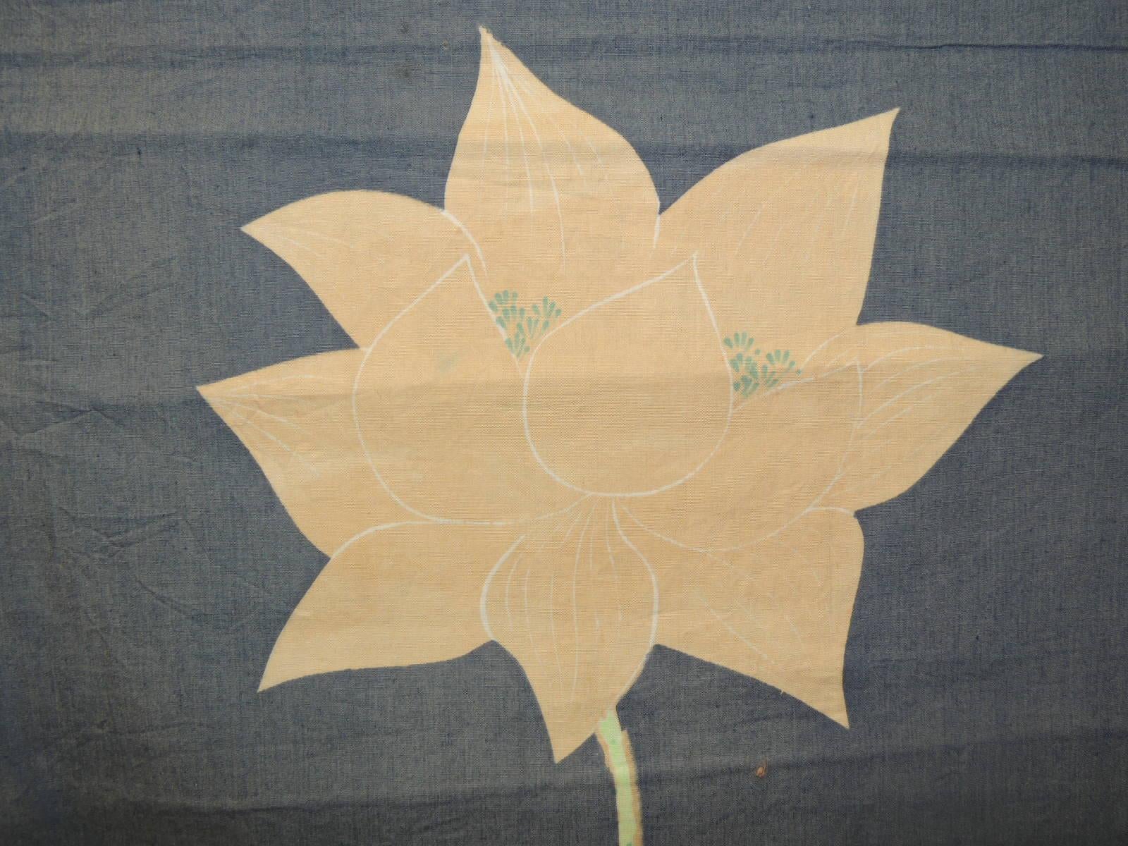 Large Vintage Japanese Printed Cotton Banner In Good Condition In Oakland Park, FL