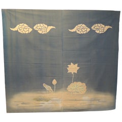 Large Used Japanese Printed Cotton Banner