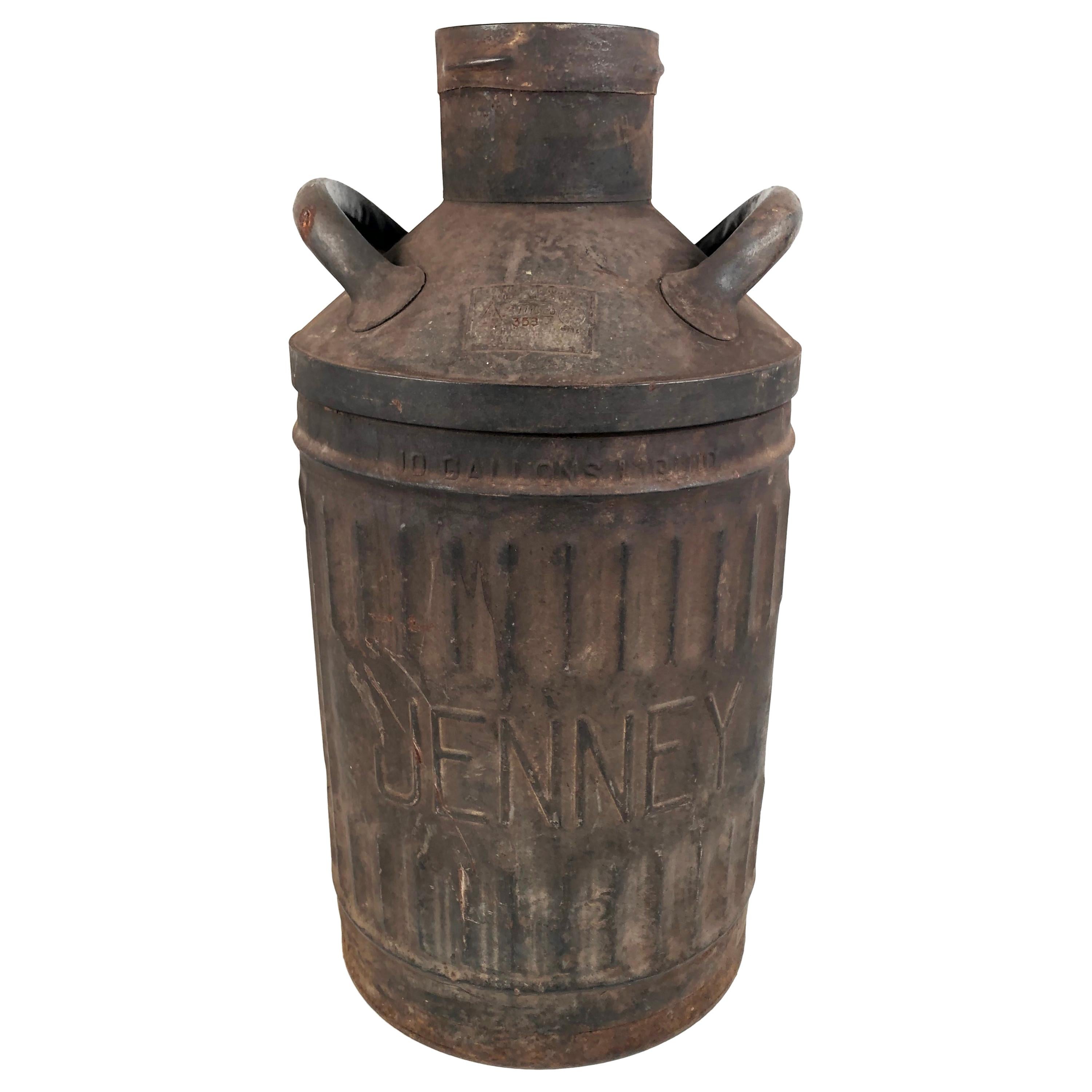 Large Vintage Jenney Oil 10 Gallon Can