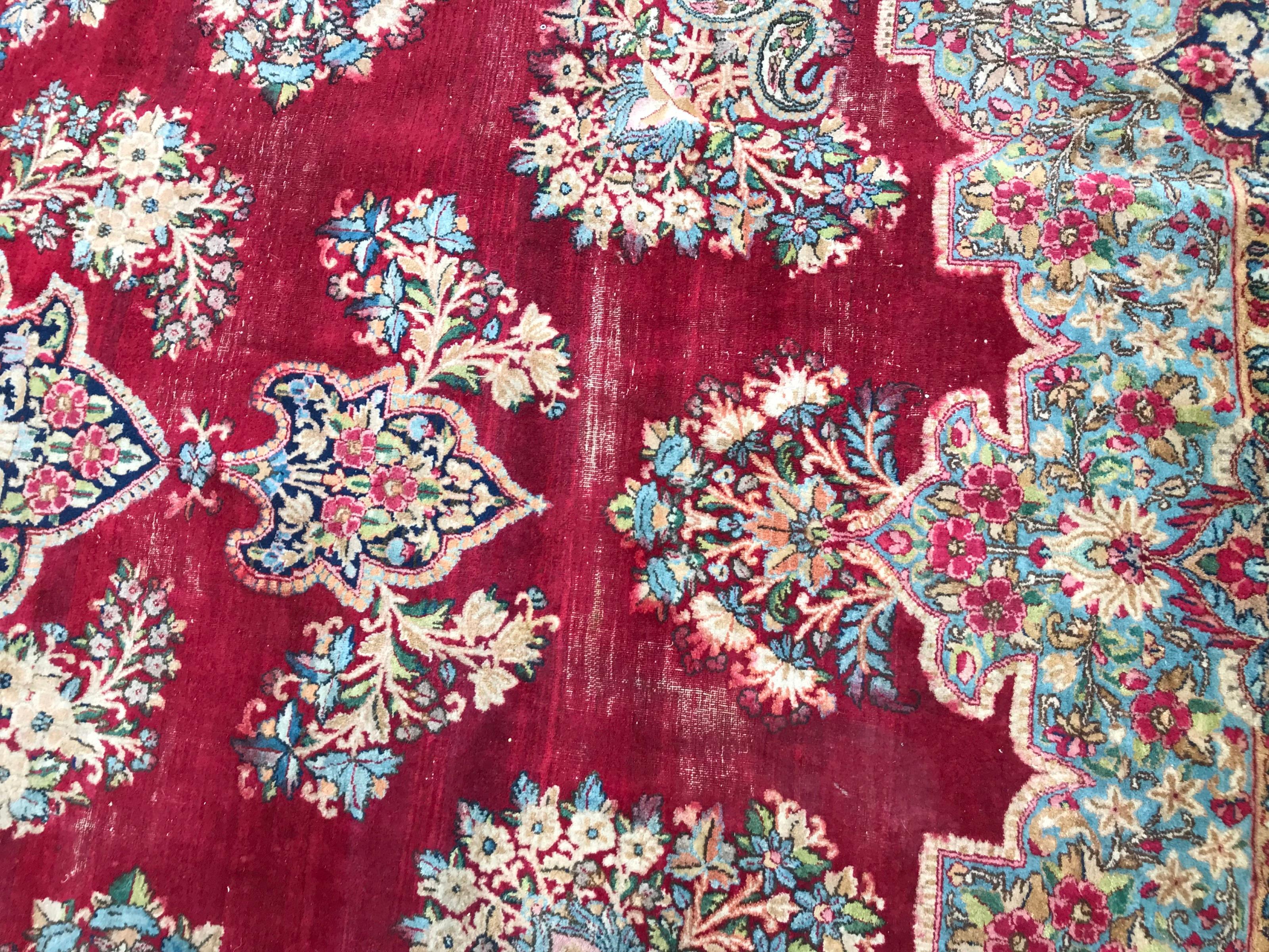 Central Asian Fine Large Kirman Rug with savonnerie design  For Sale