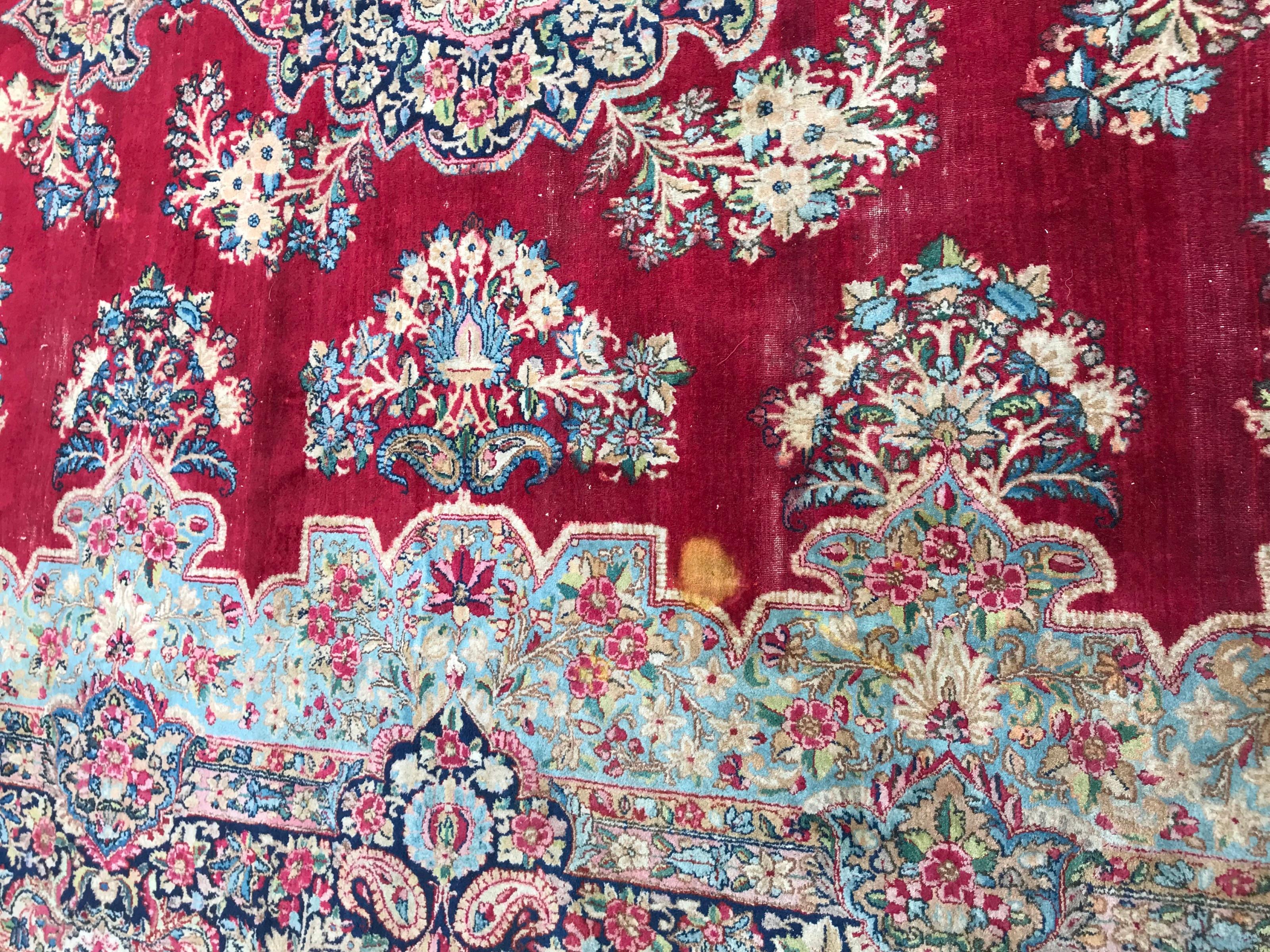 Hand-Knotted Fine Large Kirman Rug with savonnerie design  For Sale