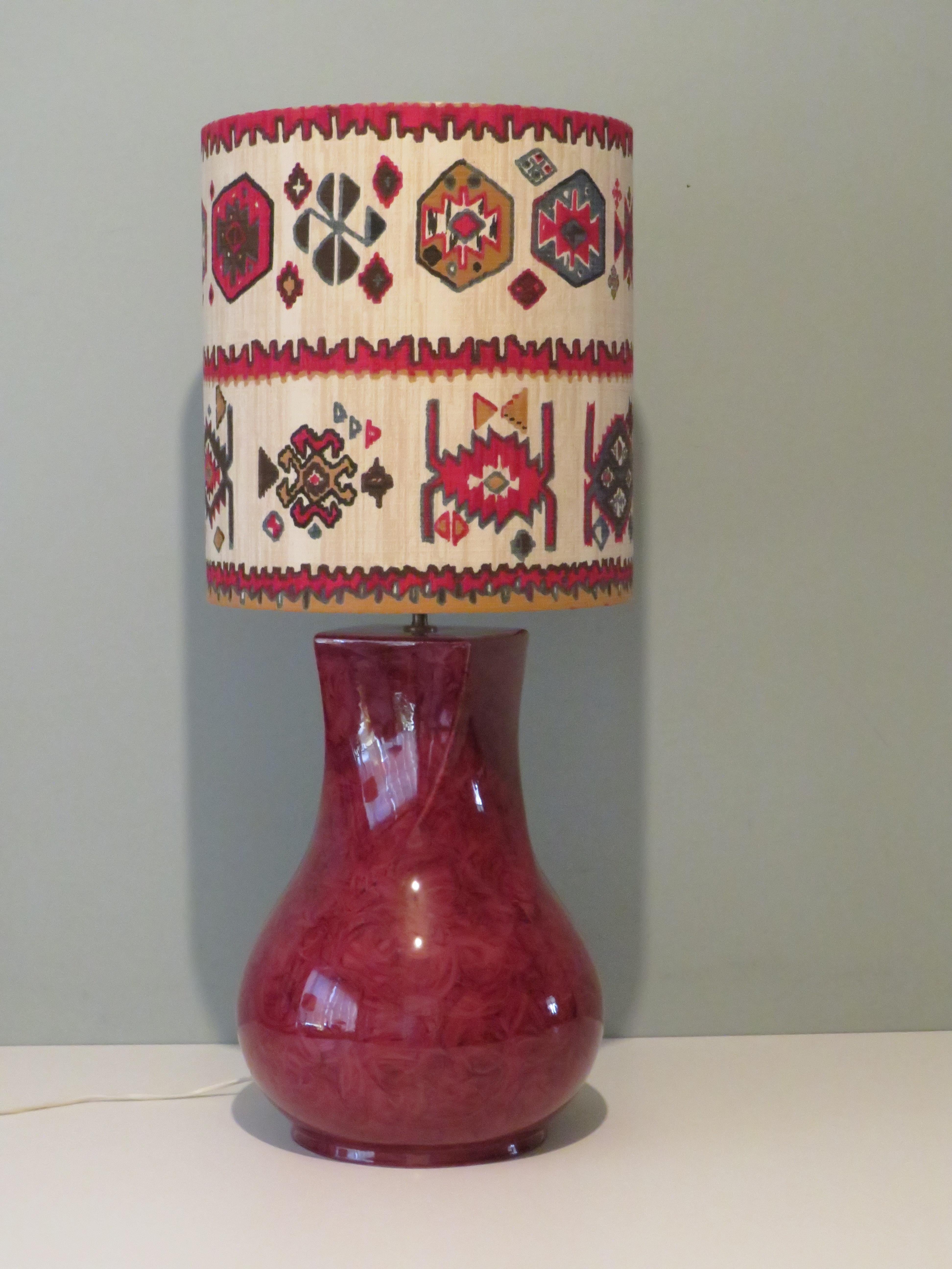 Large Vintage Kostka Ceramic Table Lamp with Bespoke Lampshade For Sale 2