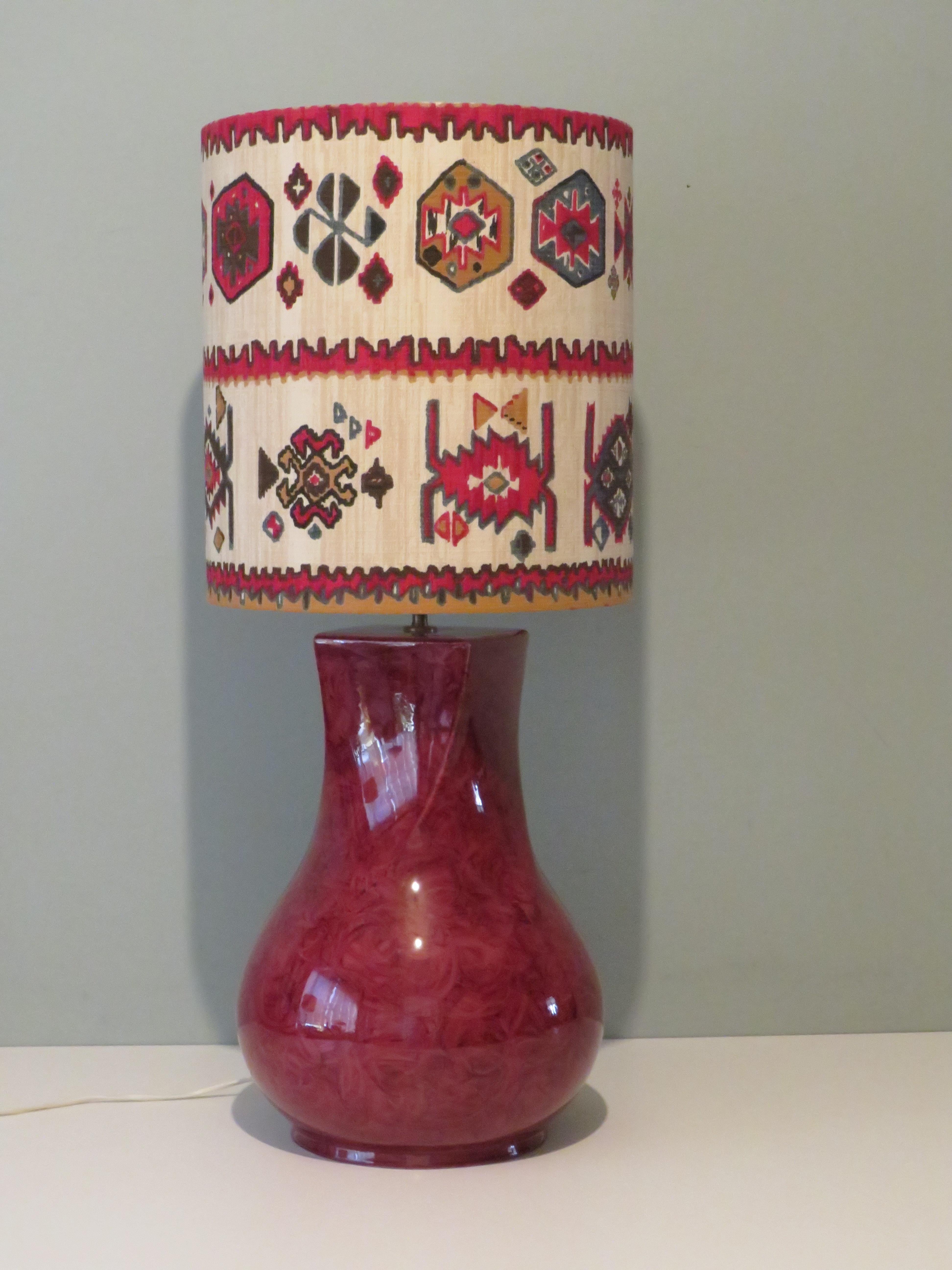 Grande lampada da tavolo vintage in ceramica Kostka con paralume personalizzato 2