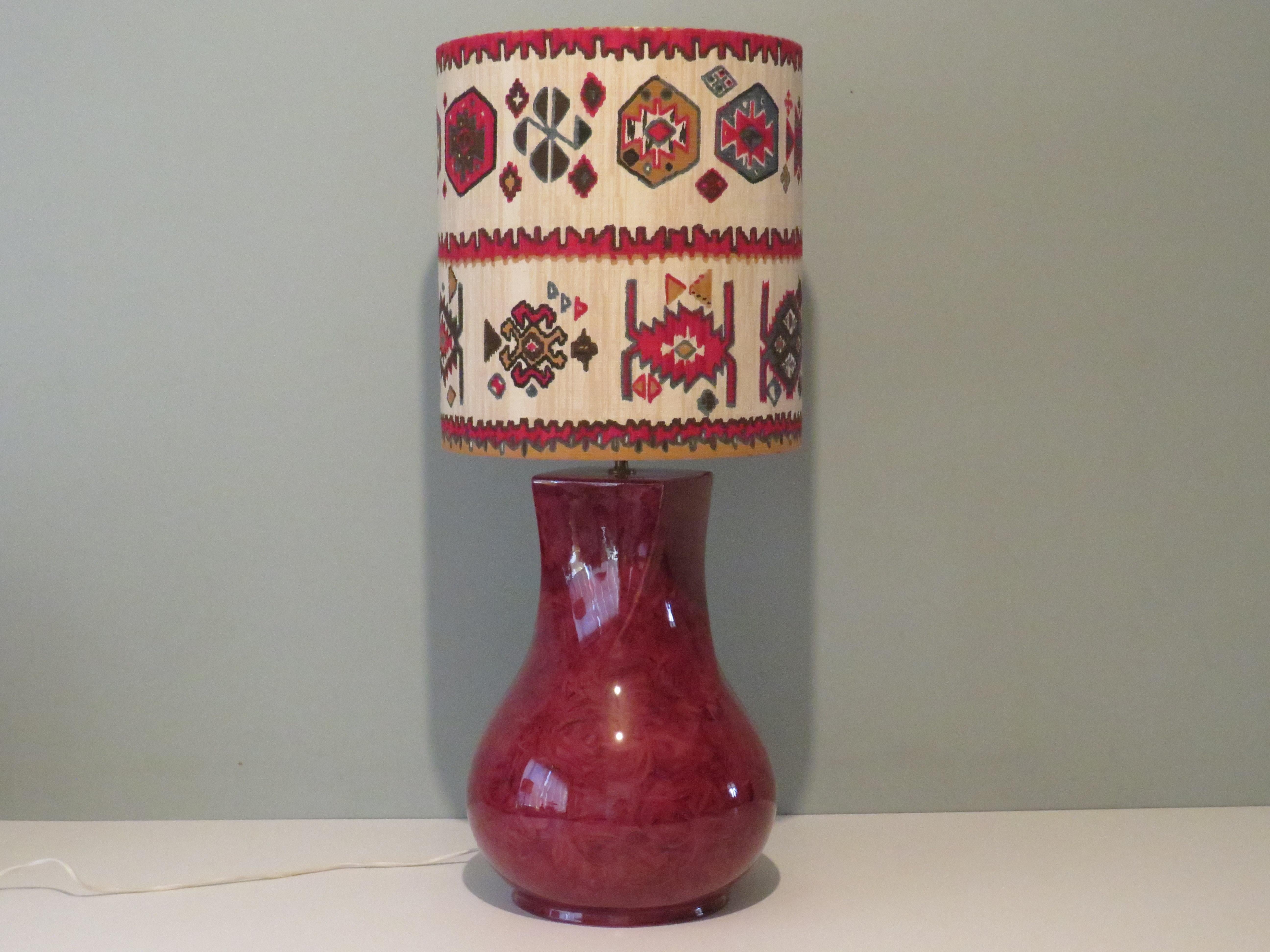 Large Vintage Kostka Ceramic Table Lamp with Bespoke Lampshade For Sale 3