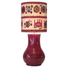 Large Retro Kostka Ceramic Table Lamp with Bespoke Lampshade