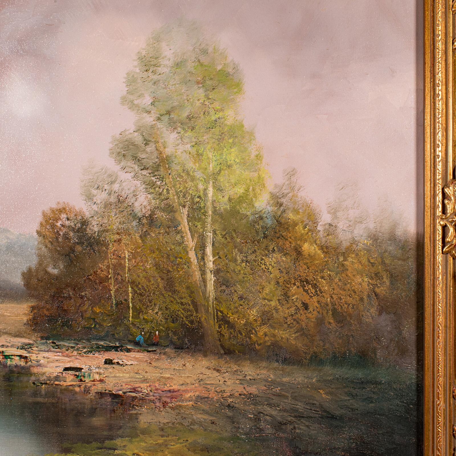 20th Century Large Vintage Landscape Painting, Austrian, Framed Art, Oil, Alpine, Schmidbauer For Sale