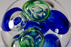 Large Vintage Langham Glass England Controlled Bubbles Paperweight