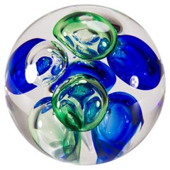 Large Vintage Langham Glass England Controlled Bubbles Paperweight