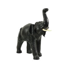 Große Vintage Leder Elefant Omersa Stil Statue Skulptur 50cm