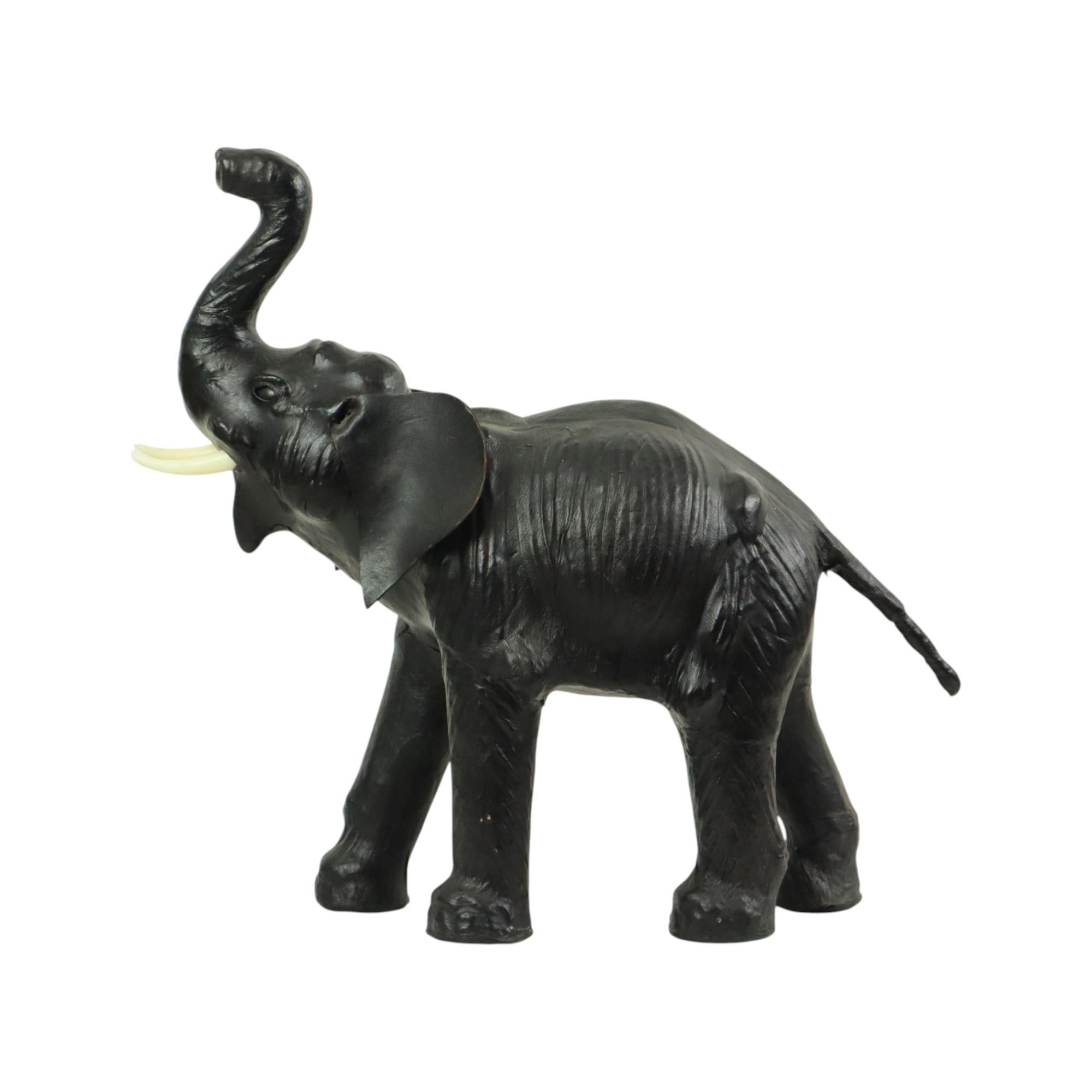 Pelle Grande scultura in pelle vintage di elefante in stile Omersa 50 cm in vendita