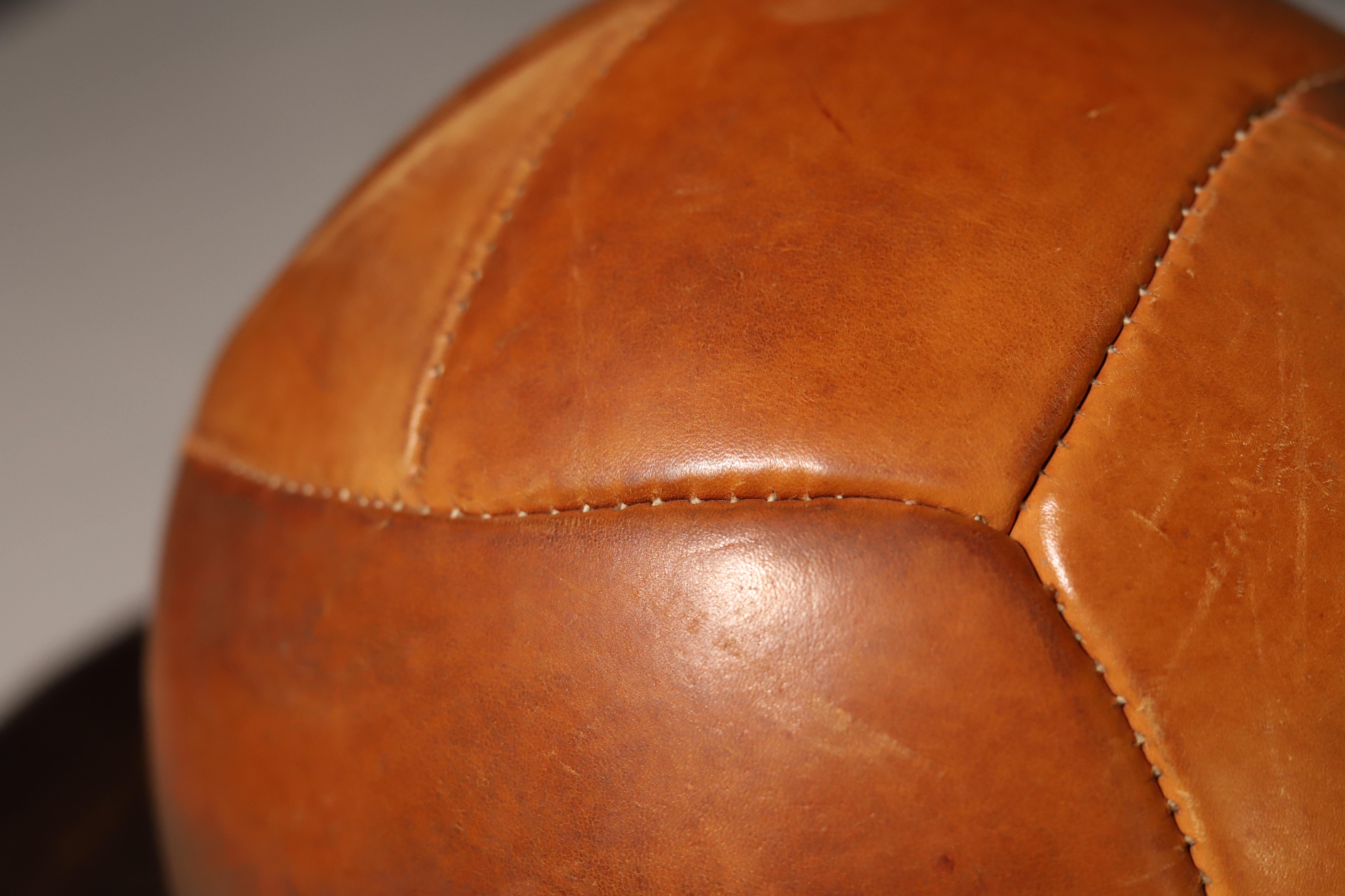 Czech Large Vintage Leather Medicine Ball For Sale