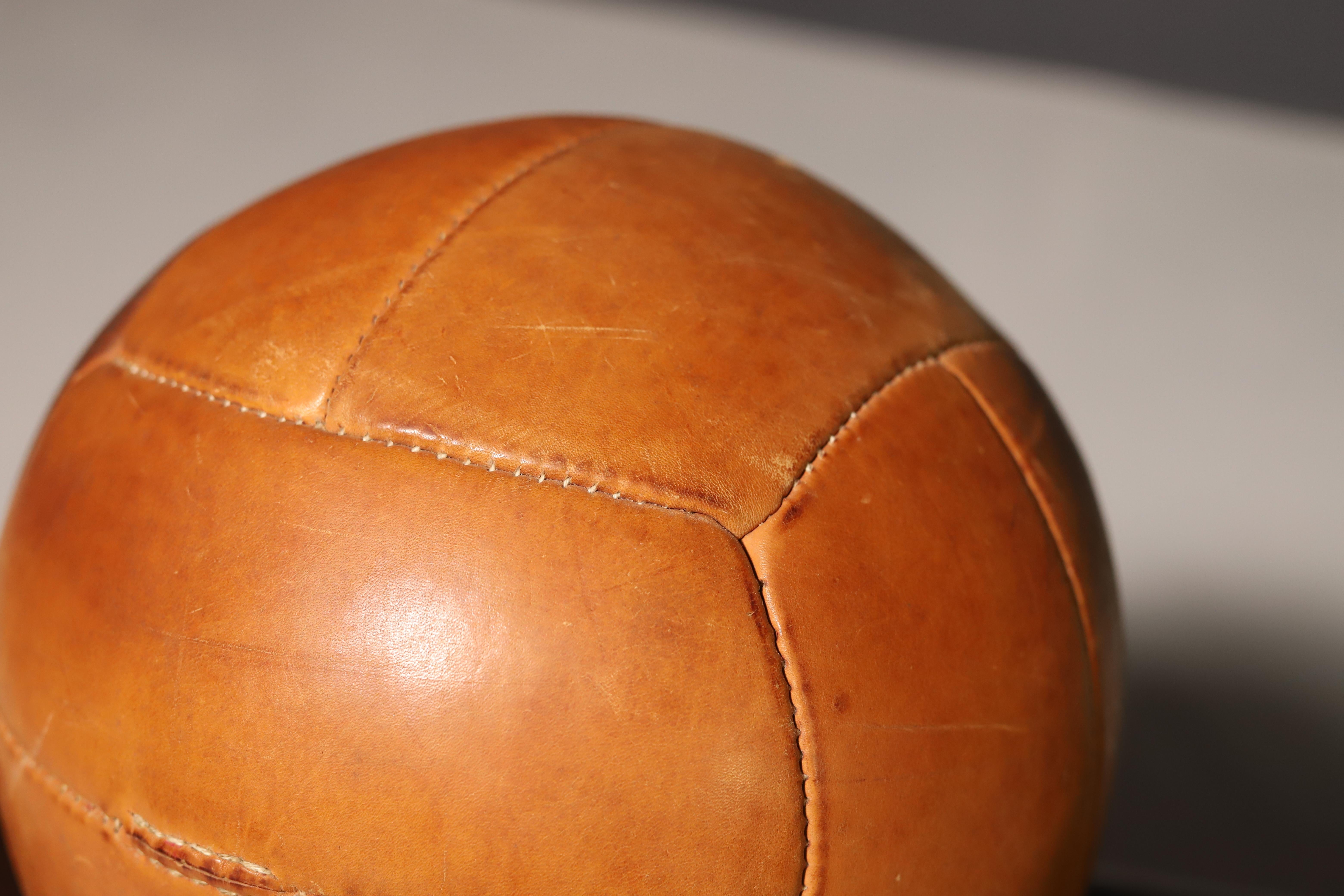 20th Century Large Vintage Leather Medicine Ball For Sale