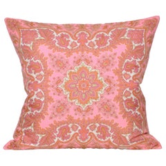 Large Vintage Liberty of London Pink Orange Silk Irish Linen Cushion Pillow