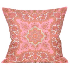 Large Vintage Liberty Pink Orange Silk Fabric & Irish Linen Cushion Pillow