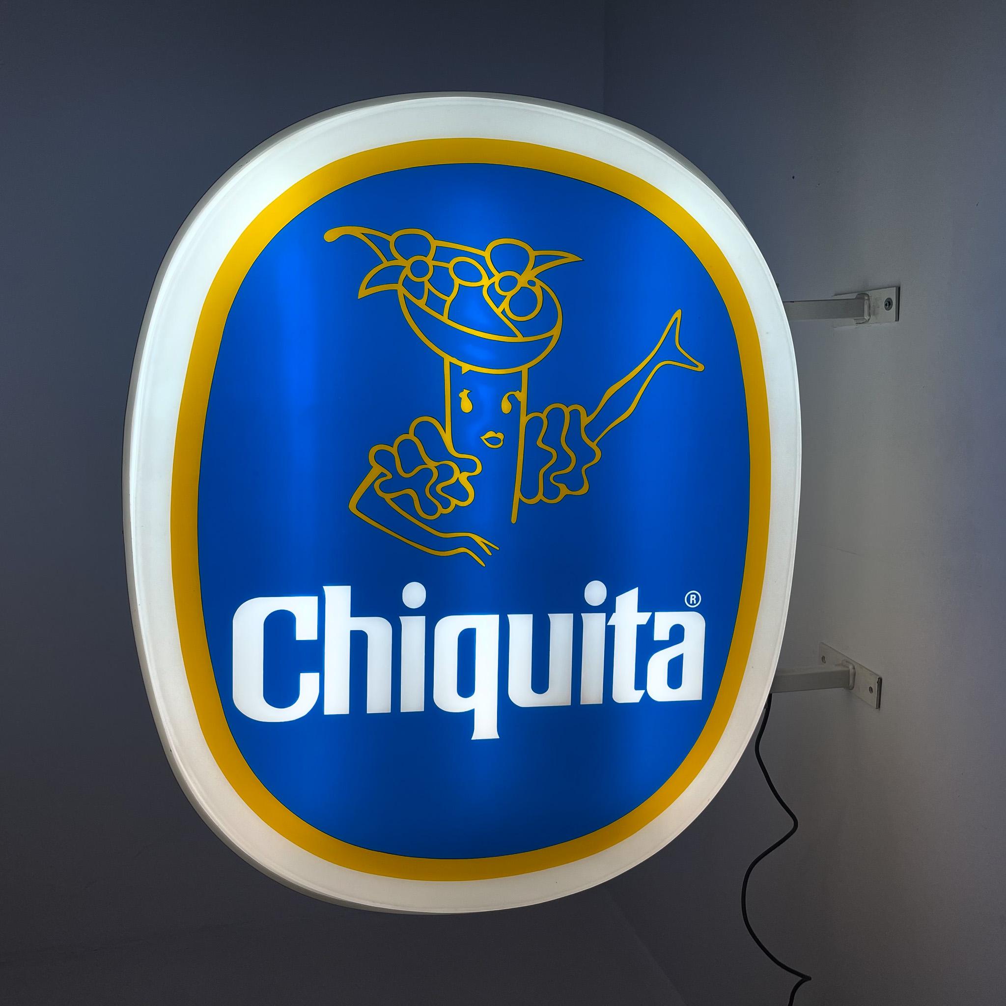 Late 20th Century Large Vintage Light Up, Double Sided Chiquita Sign, Italy