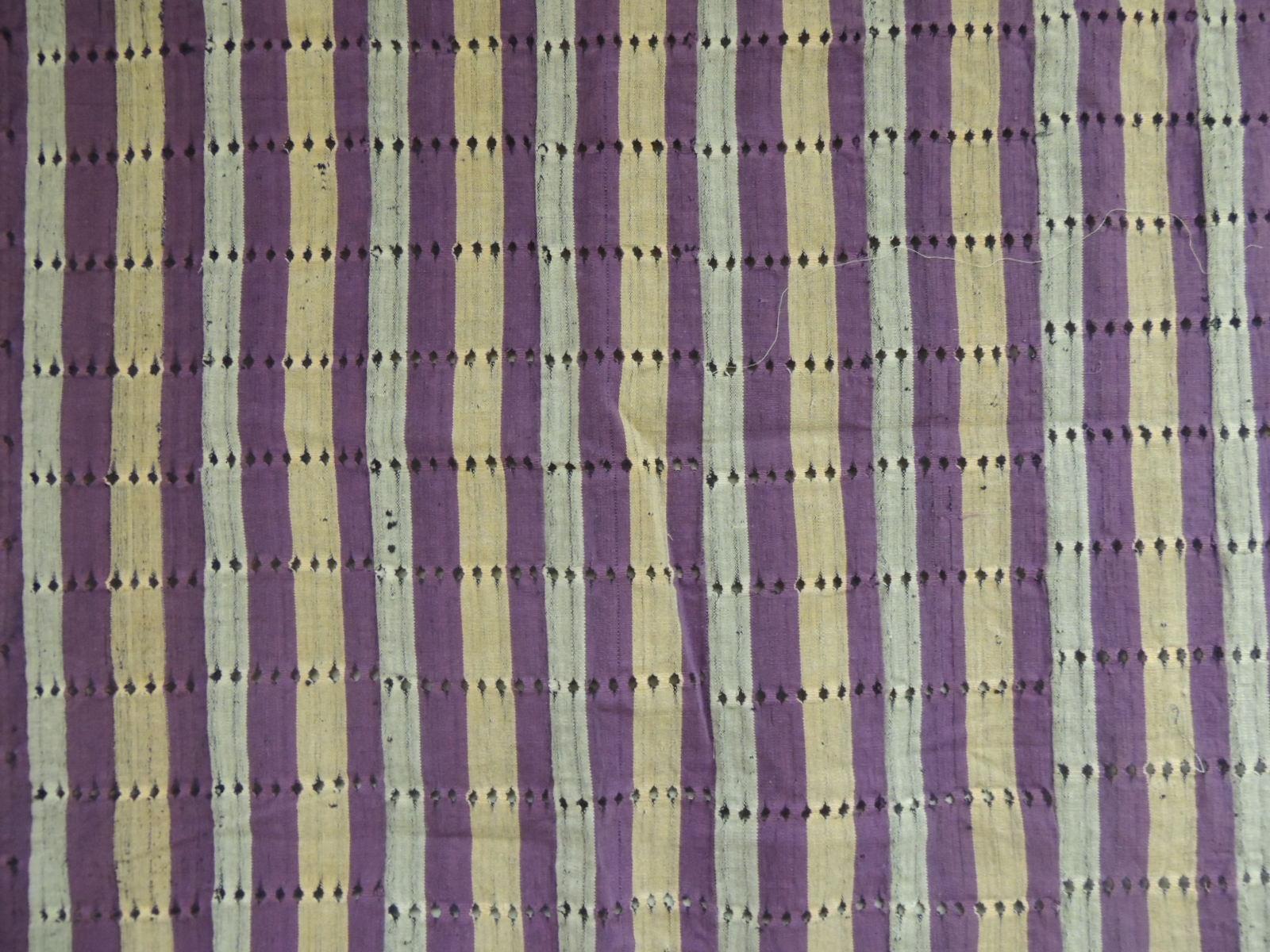 Tribal Large Vintage Lilac and Yellow Stripe Yoruba African Textile