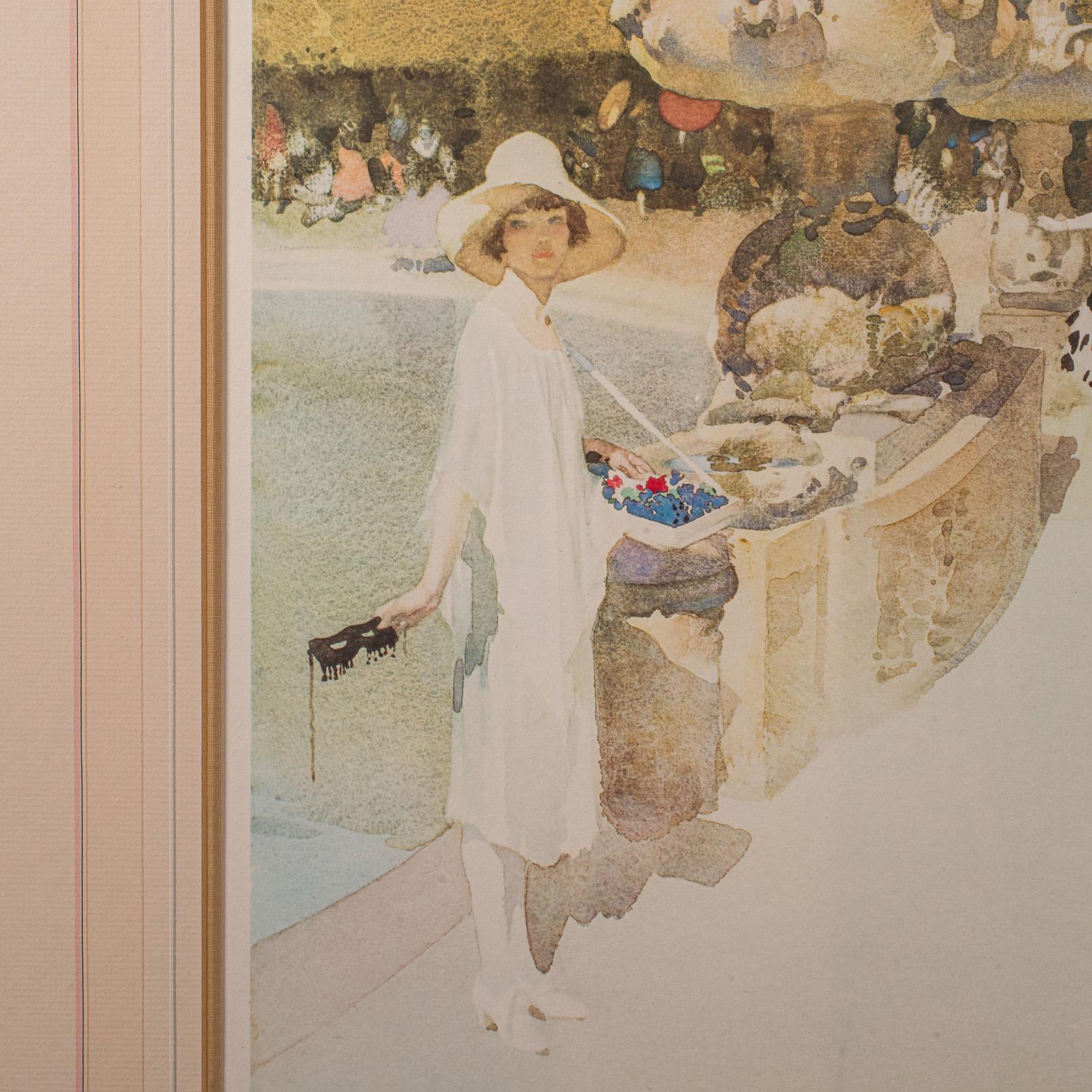 Großer Vintage-Kunstdruck in limitierter Auflage, englisch, gerahmt, William Russell Flint (Glas) im Angebot
